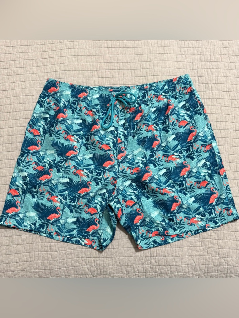 Burnside Men's Tropical Flamingo Print Swim Shorts Size Large